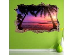 Adesivo De Parede Decorativo Com Pôr Do Sol Tropical Na Praia