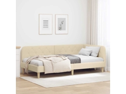 Vidaxl Estrutura De Cama De Canto Creme 90 X 200 Cm Tecido