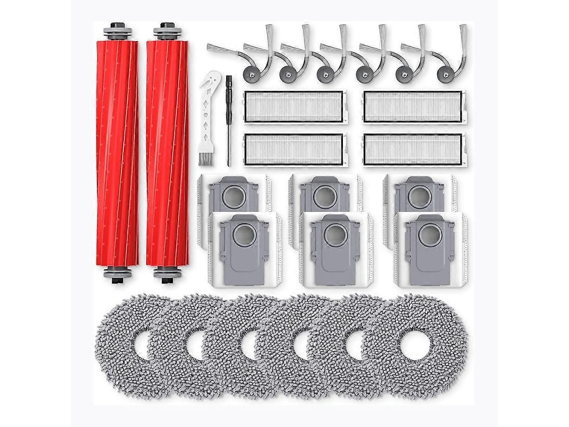 Kit Com 26 Acessórios De Reposição Para O Aspirador Robô Roborock Qv 35a / Qv 35s: Escova Principal, Escova Lateral, Panos De Limpeza E Saco Para Pó.