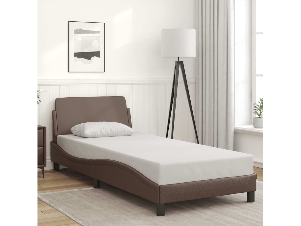 Vidaxl Estrutura De Cama Dover Couro Artificial 80x200 Cm Castanho