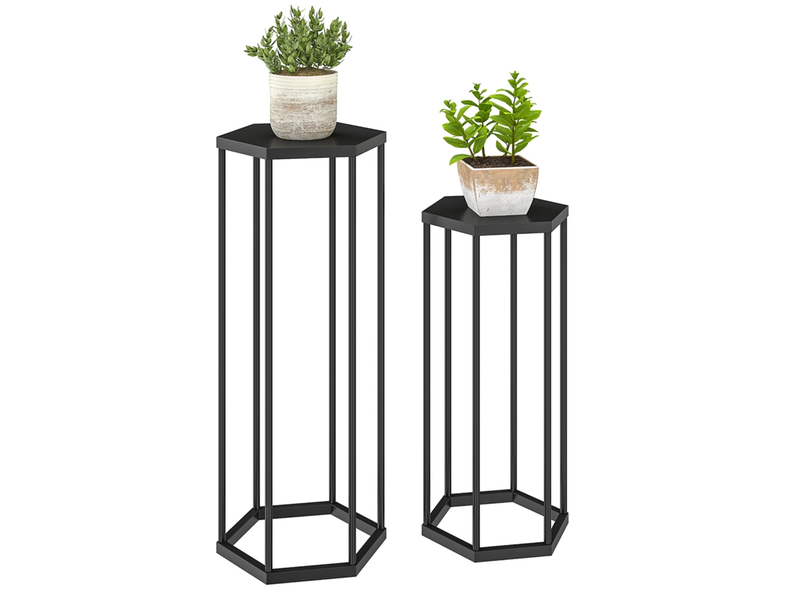 Conjunto De 2 Suportes Hexagonais De Metal, Para Interior/exterior.