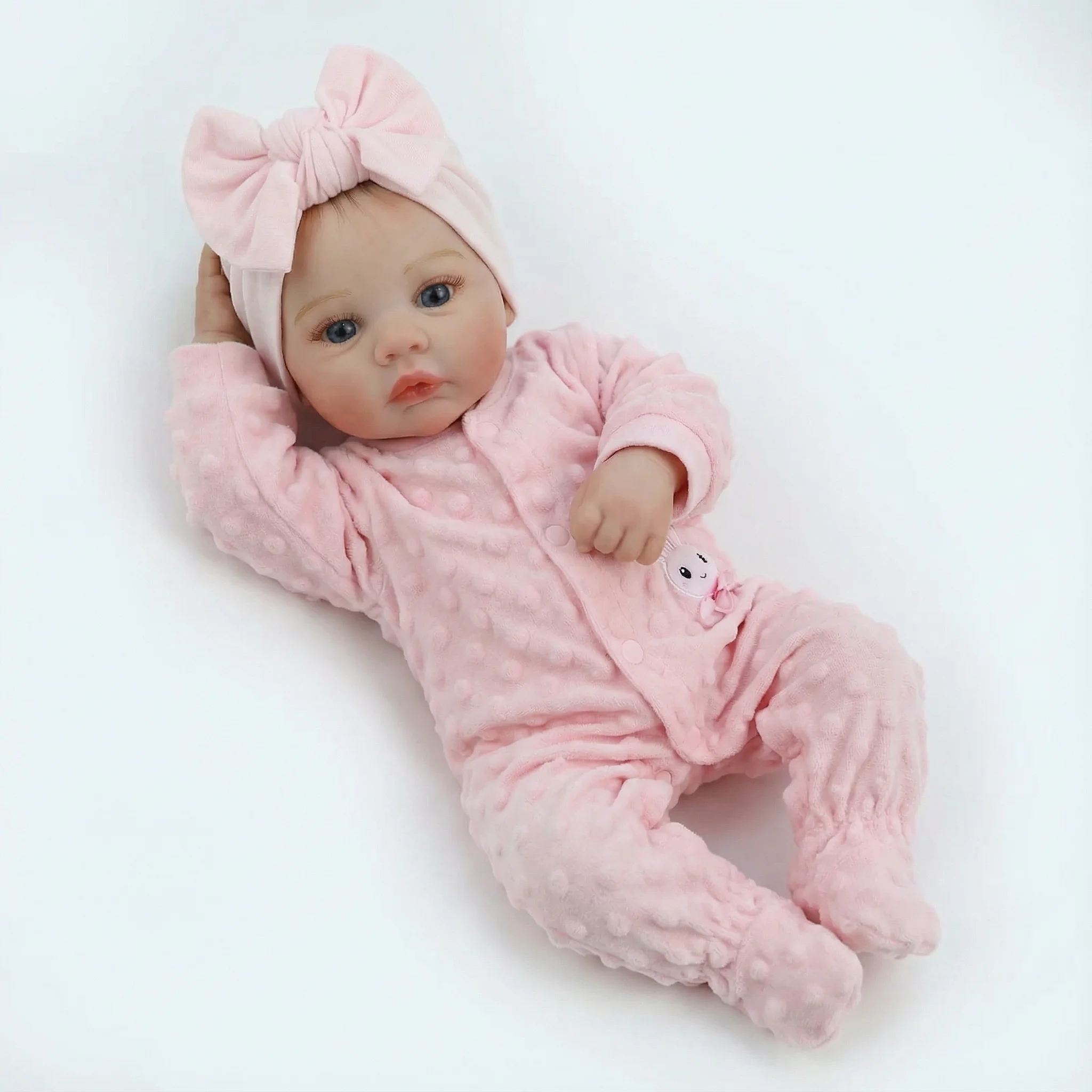 (rosa) Boneca De 45 Cm, Recém-nascida, Toque Macio Realista Com Pintura Multicamadas E Pele 3d.
