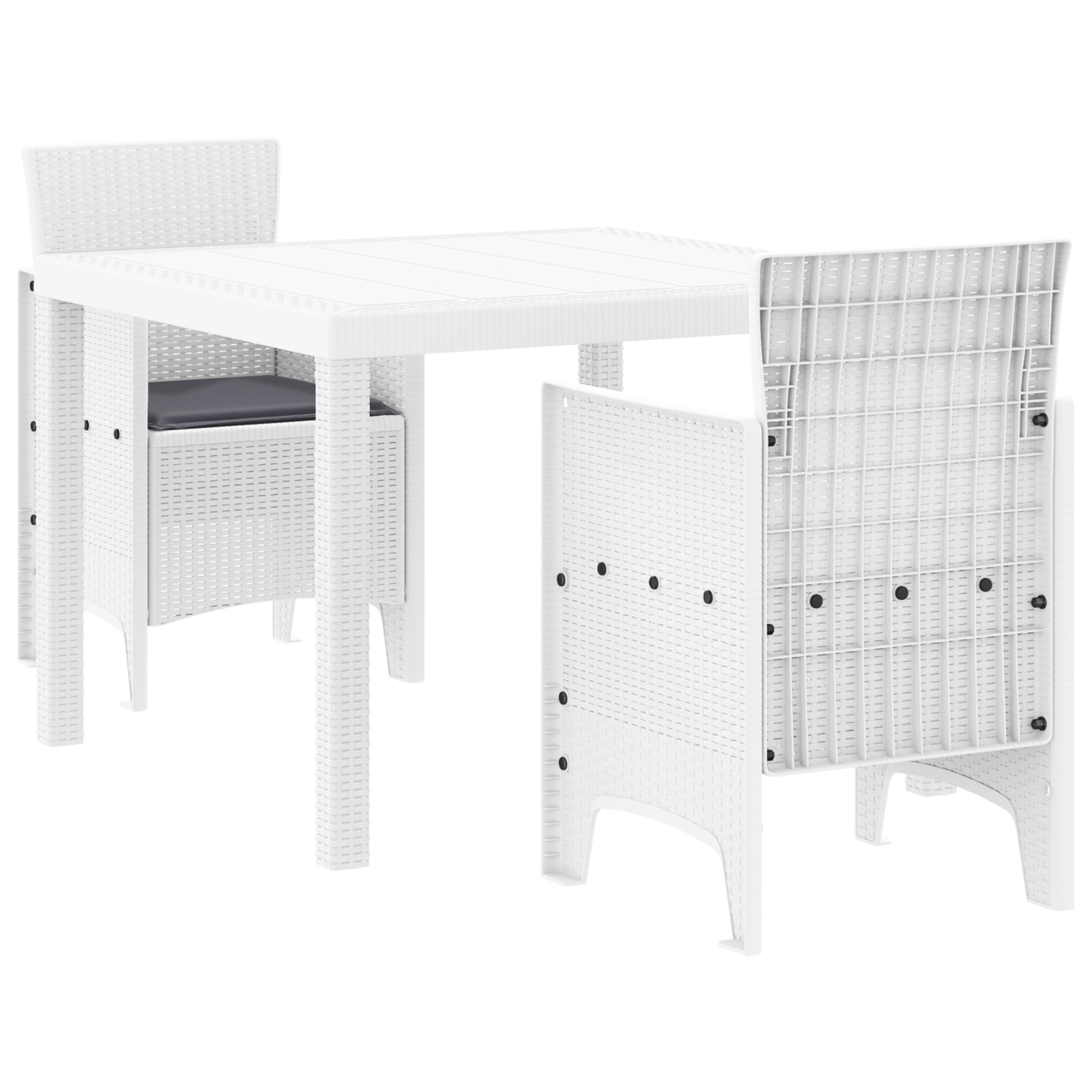Conjunto 3 Conjunto De Jantar De Jardim Vidaxl Branco Polipropileno (100 X 100 X 73 Cm)