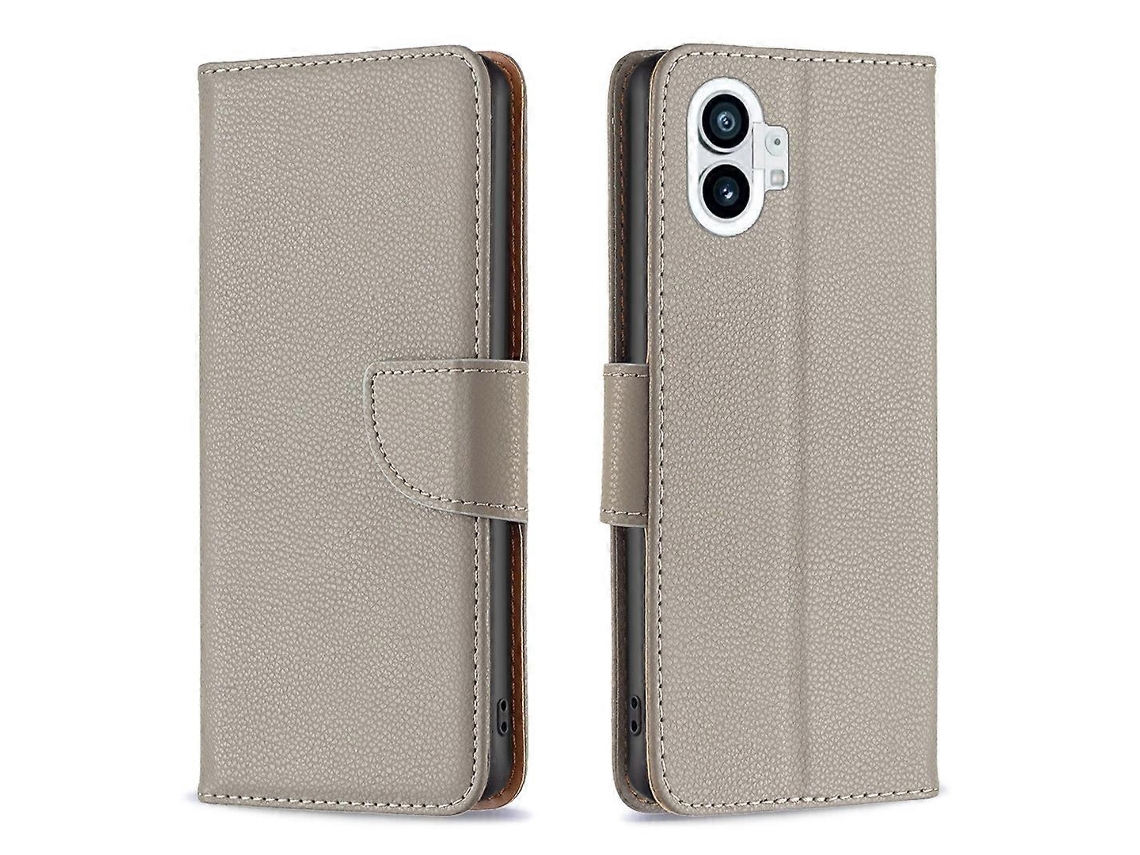 Capa Para Celular For Nothing Phone 1 Em Couro Sintético Com Textura De Lichia E Cor Pura.
