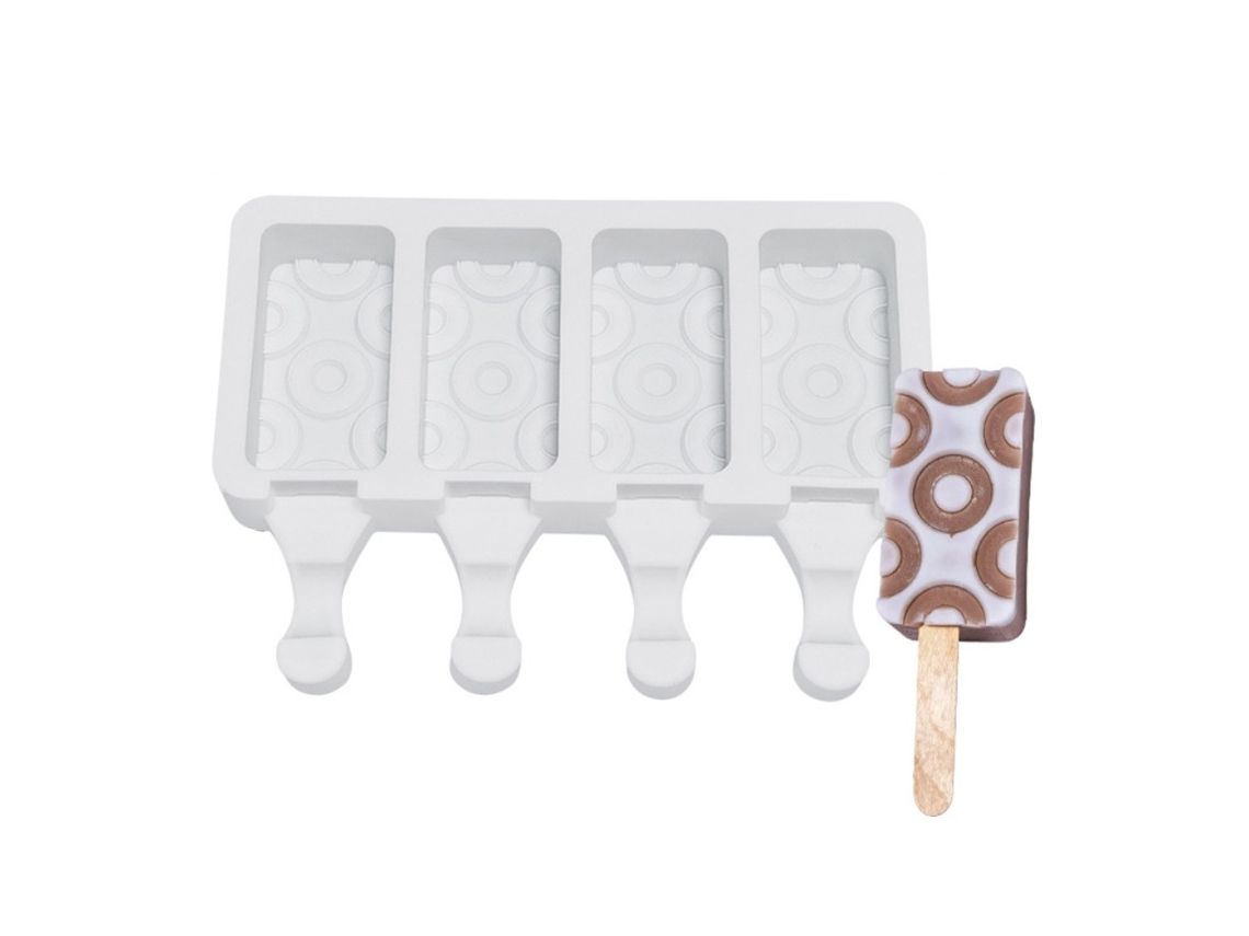 Molde De Sorvete Silicone, Fabricante Picolé 4 Células, Sobremesa Congelada Diy