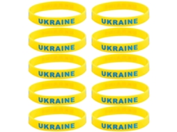 Walshlxq 10 Pulseiras da Bandeira Nacional da Ucrânia em Silicone Macio Multicolorido Presente para Amantes da Paz