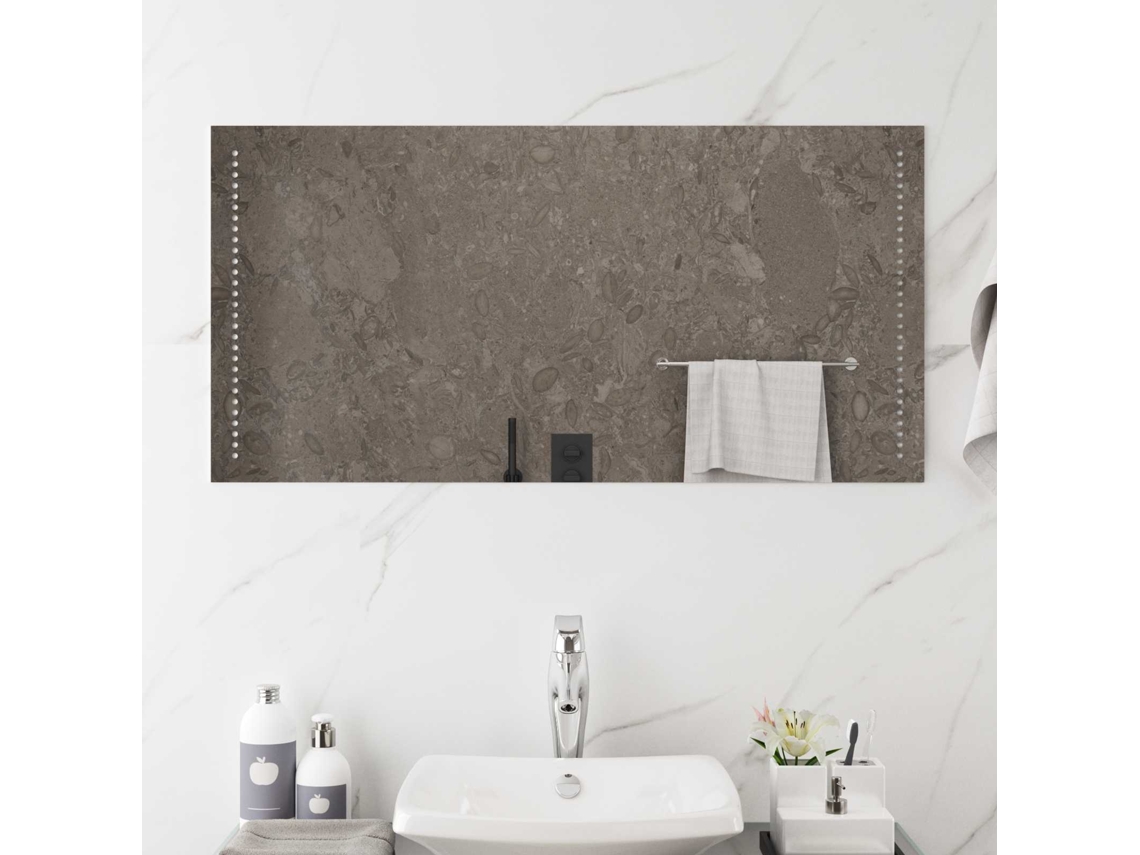Vidaxl Espelho De Banheiro Led Transparente 100 X 50 Cm Retangular