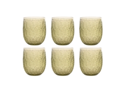 Conjunto De Copos Home Esprit Verde Cristal Com Relevo 360 Ml (6 Unidades)
