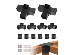 Kit De Suportes Para Pérgula 10 X 10 Cm De 3 E 4 Vias Com Bases Pretas Vevor