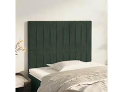 Cabecero de terciopelo de 2 piezas 90x5x78/88 cm verde oscuro