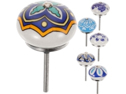 Operitacx Conjunto De 6-puxadores Vintage Cerâmica Para Armário, Com Furo Único, Botões De Gaveta, Alças De Porcelana