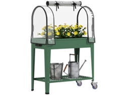 Mesa de Cultivo com Rodas para Horta Urbana com Cobertura de Estufa 80x40x120cm Verde S/MARCA