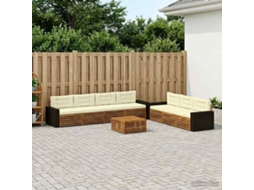 Vidaxl Conjunto De Sofás Para Exterior 8 Unid. Natural E Creme