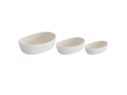 3 cestas de armazenamento oval, tecidas à mão, com corda de algodão, para mesa, branco em S/MARCA