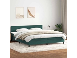 Cama Com Molas/colchão 180x220 Cm Veludo Verde-escuro