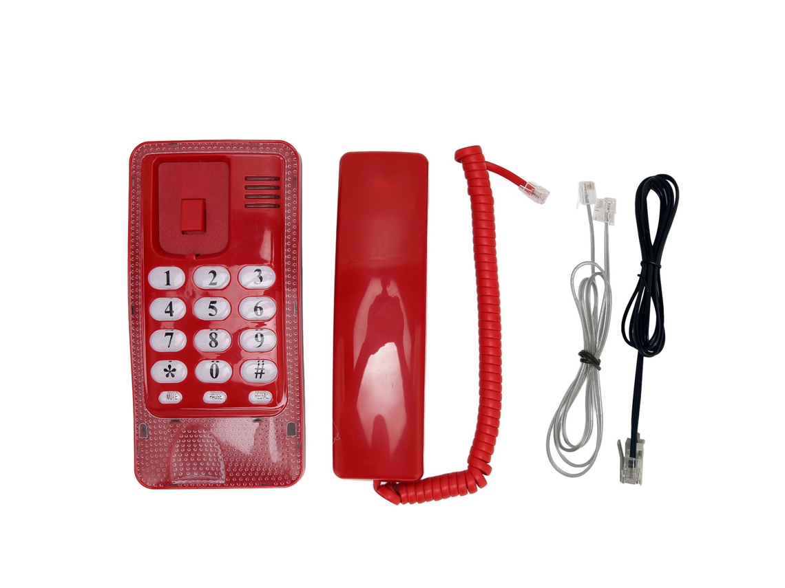 Telefone Fixo Retro Fio Parede Vermelho Resistente
