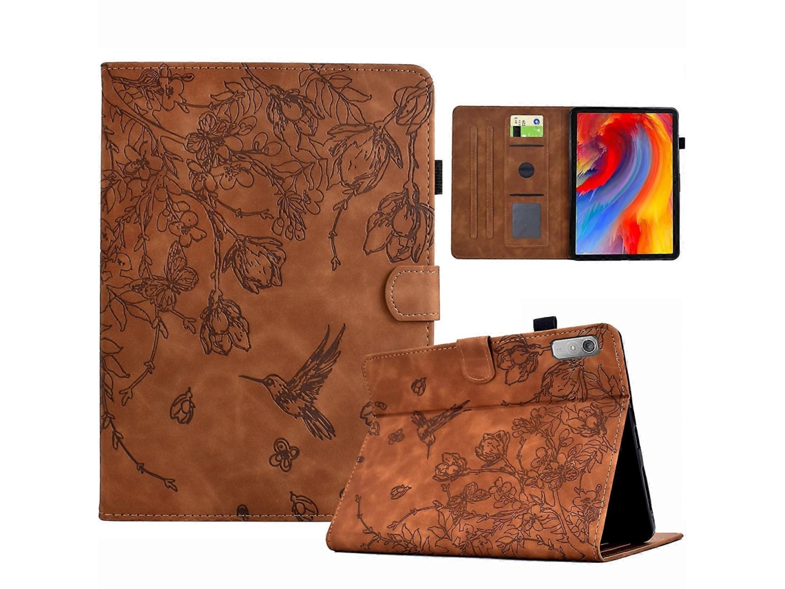 Capa de couro inteligente com estampa de flores e pássaros Webake para tablet