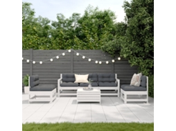 Vidaxl 6 Pcs Conjunto Lounge Jardim C/ Almofadões Pinho Maciço Branco