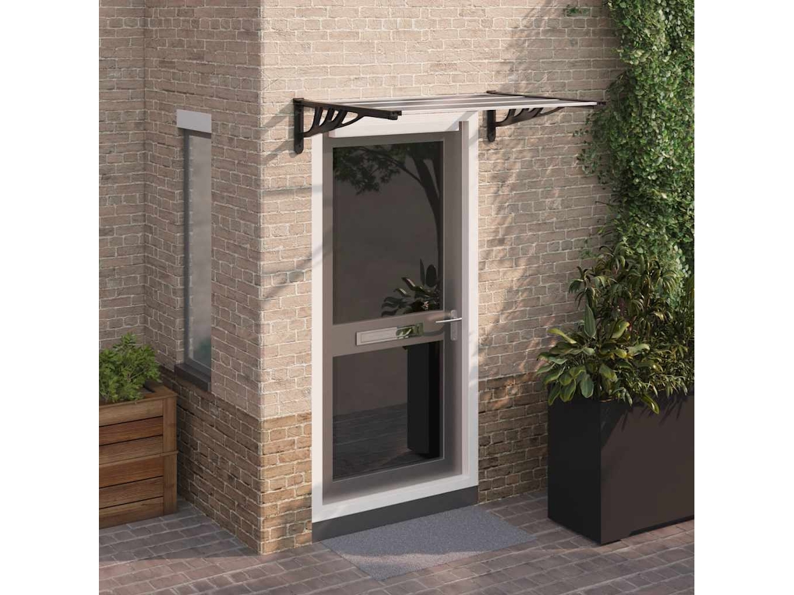 Vidaxl Toldo Para Porta 122x90 Cm Policarbonato Preto/transparente
