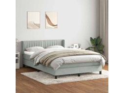 Vidaxl Cama Com Molas/colchão 160x210 Cm Veludo Cinzento-claro