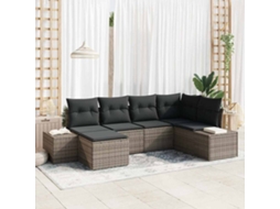 Vidaxl Conjunto De Sofá De Jardim 6 Unid. Cinzeto Vime Pe