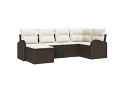 Conjunto 6 Móveis Para Exterior Vidaxl Castanho Vime Pe (55 X 55 X 37 Cm)