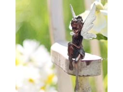 Figura De Elfo Jardim Sentinela Decorativa Resina Exterior 18cm Preto