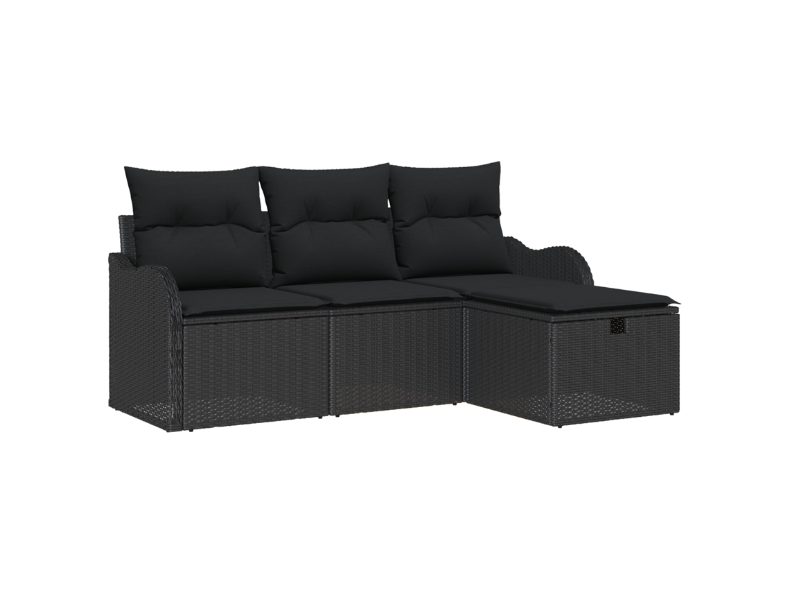 Conjunto 4 Sofá De Jardim Vidaxl Cinzento Vime Pe (176 X 117 X 85 Cm)