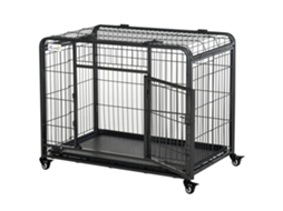 Jaula para Cães S/MARCA, cinza escuro, 109.5x71x78cm, dobrável, porta dupla, cadeado, 4 rodas com freio, fundo removível