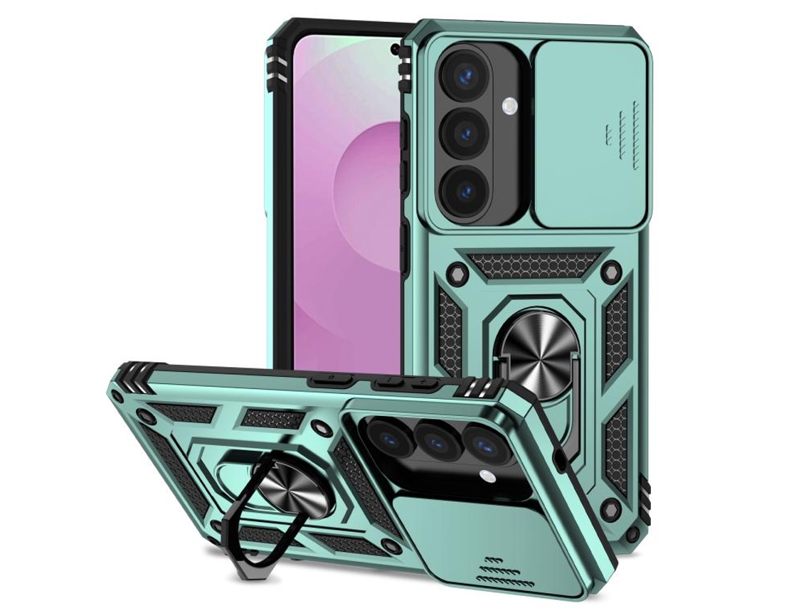 Capa Para Samsung Galaxy S26 À Prova De Choque Com Suporte De Anel E Tampa Deslizante Para Lente (verde) Digitallab