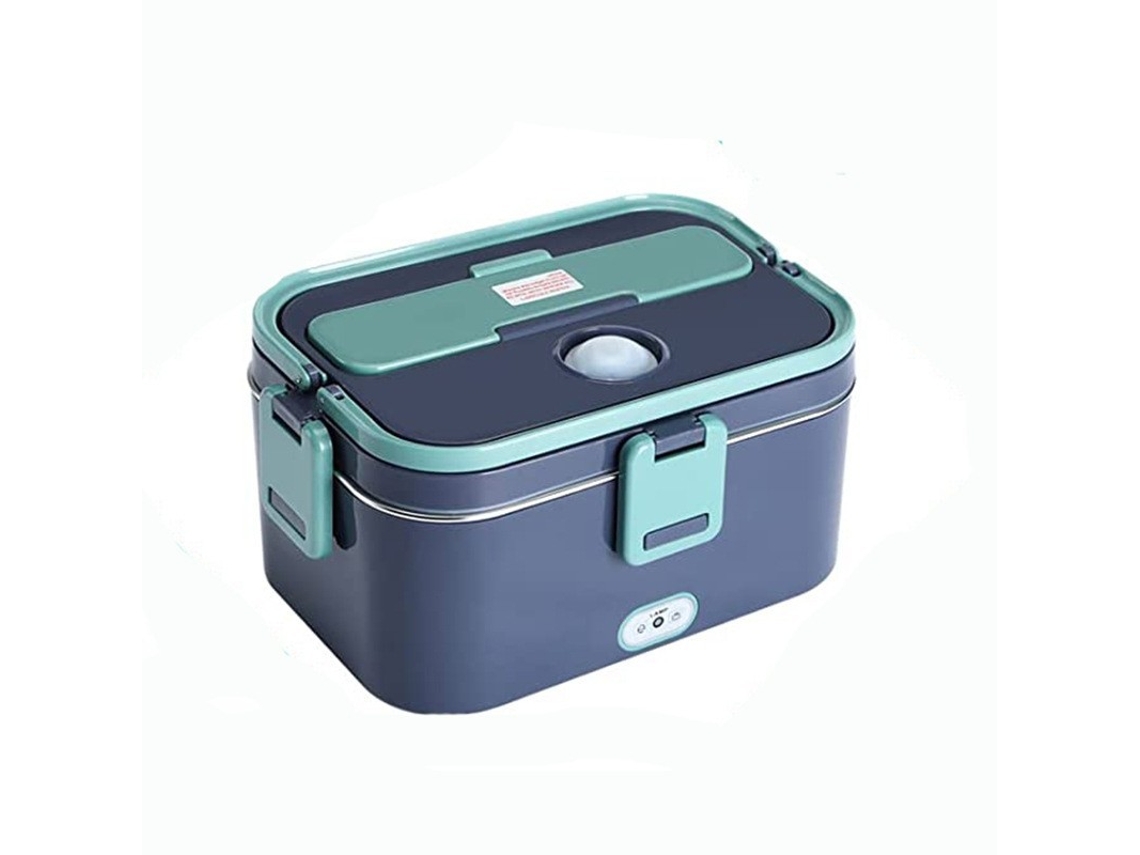 Lancheira Elétrica Para Carro/casa Com Função De Aquecimento Por Tomada - Compartimento Único - Azul Royal - Pega Verde