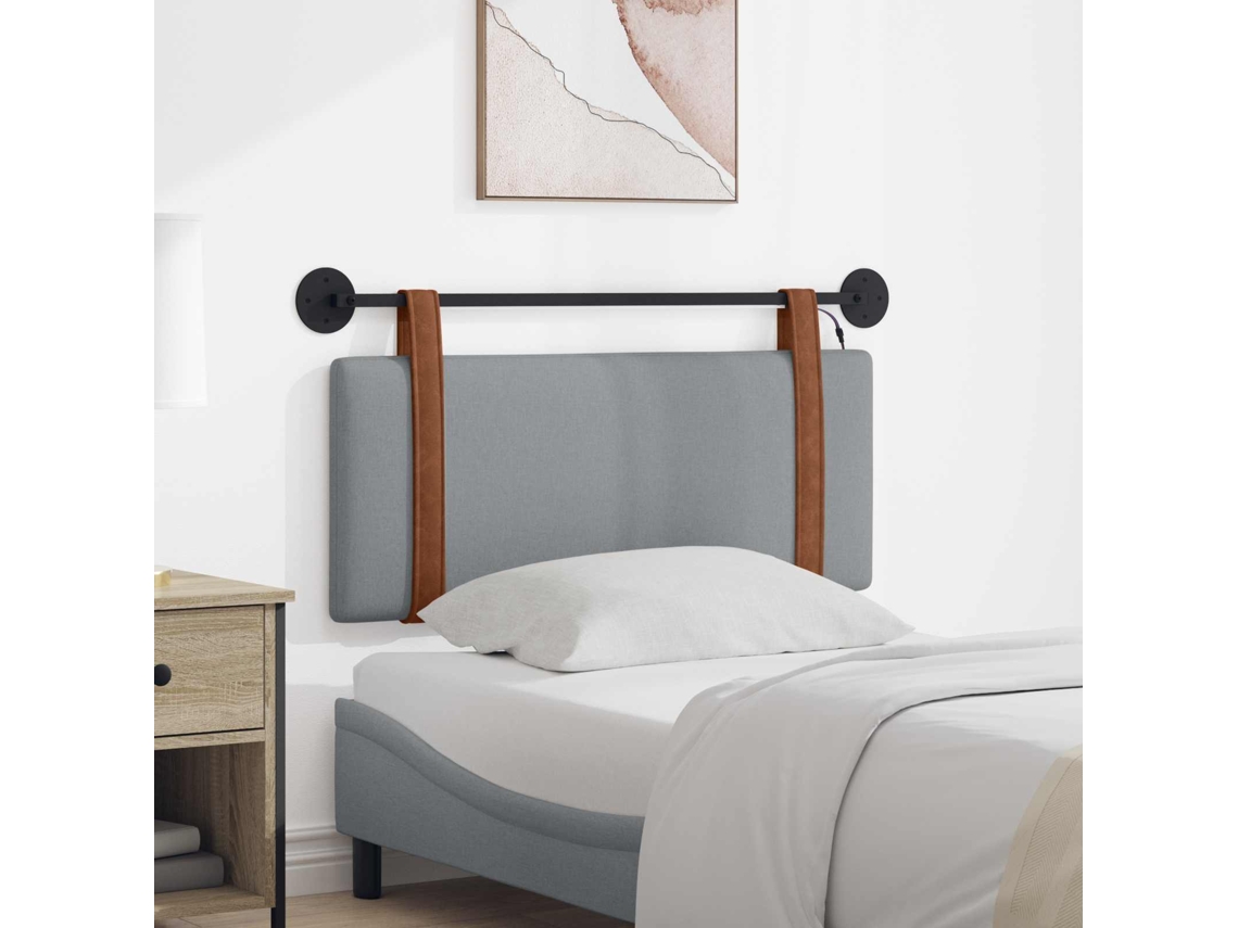 Vidaxl Cabeceira Suspensa Com Luz Led Cinzento-claro Pu Antigo