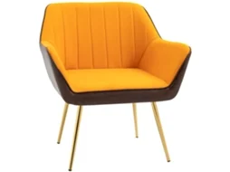 Poltrona Couro Pu E Poliéster Cor Amarelo 64x62x72,5 Cm Homcom