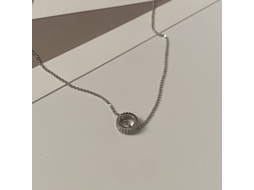 Colar Lucky Bead em Prata S925 com Banho de Ouro Branco: Design Minimalista e Elegante com um Toque Simples e Sofisticado. MDUG