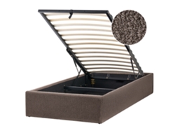Sommier Estofado Sem Cabeceira E Arrumação Beliani Dinan De Bouclé Taupe 90x200