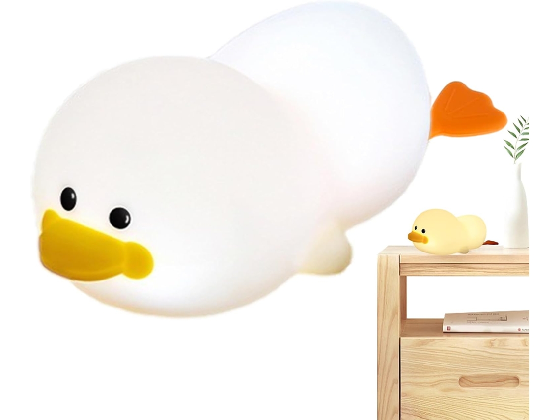 Luminária Noturna Recarregável Em Forma De Pato, Feita Silicone Com E