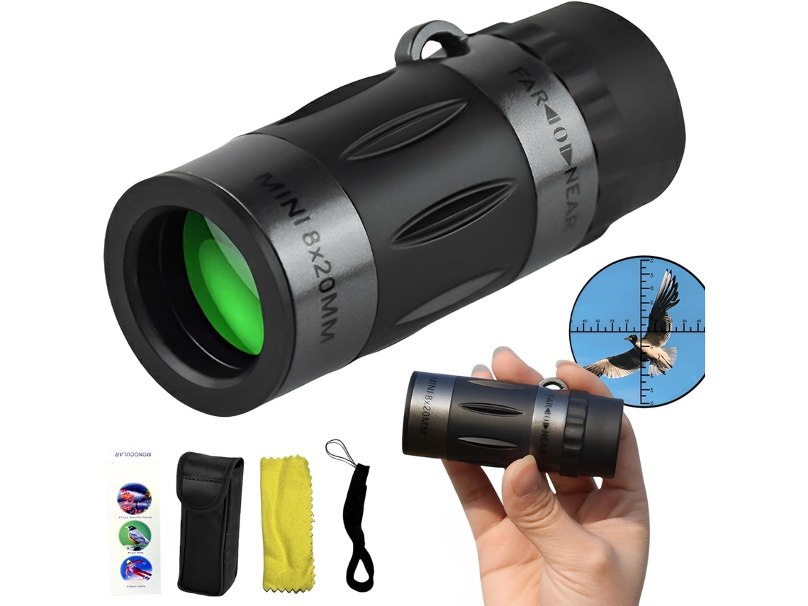 Telescópio Monocular 8x20 com Prisma Bak, 4, Modelo Mais Recente de 2025, Telescópio Compacto, Mini Monocular de Bolso Alta Potência BRILVIBERA