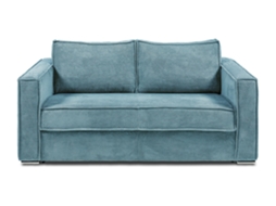 Sofá-Cama de 4 Lugares com Abertura Italiana de Veludo Azul Turquesa Cama com Ripas Largas de 160 cm Colchão de 18 cm Loreto VENTE-UNIQUE.PT