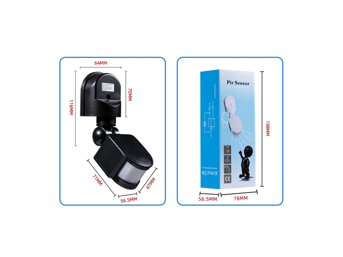Interruptor inteligente com sensor infravermelho de corpo humano de 220 V, ângulo ajustável, interruptor de parede e teto