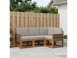Vidaxl Conjunto De Sofás Para Exterior 4 Pcs Natural E Cinzento-claro