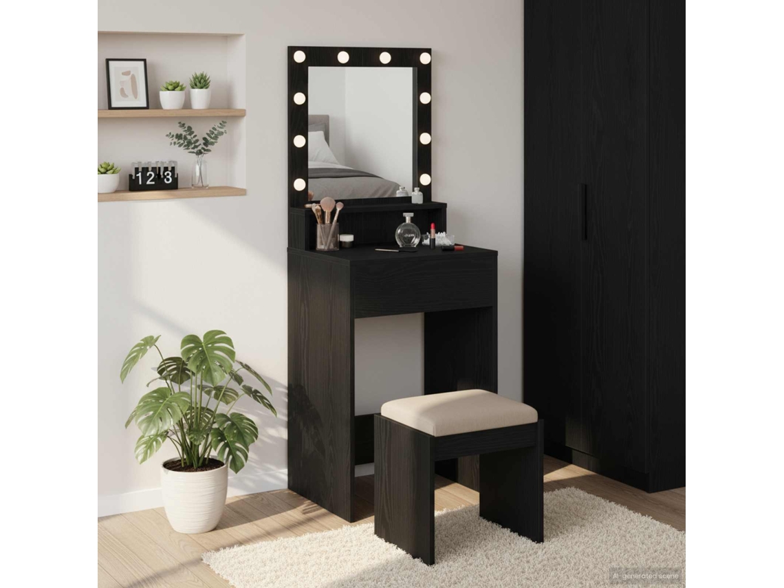 Vidaxl Mesa De Vestir Carvalho Preto 50 X 41 X 135 Cm