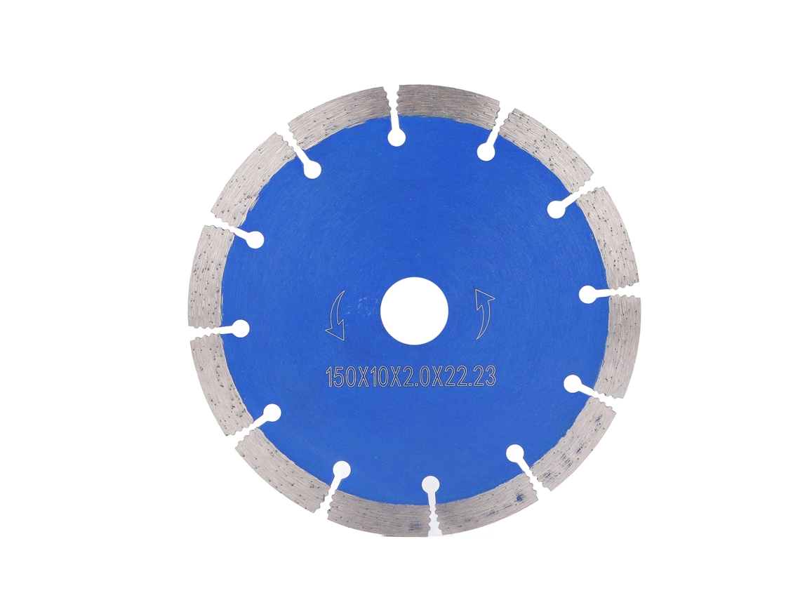 Lâmina de serra segmentada diamantada em aço manganês liga 65 para mármore, 150x10x2,0x22,23mm