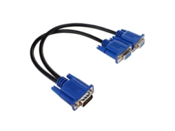 Cabo Divisor Y Para Monitor Vga, Conversor De Adaptador Vga 1 Macho Para Ual 2 Vga Fêmea, Cabo De Vídeo Para Duplicação De Tela 1 Pé Slowmoose (azul)