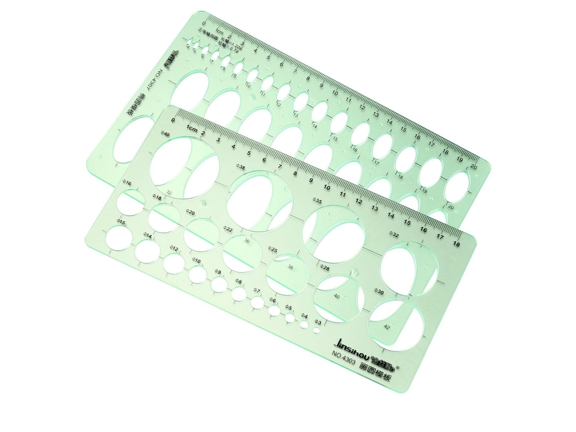 Réguas Geométricas Transparentes Kisangel, Conjunto De 2 Peças Com Gabaritos Para Desenho E Medição Matemática Em