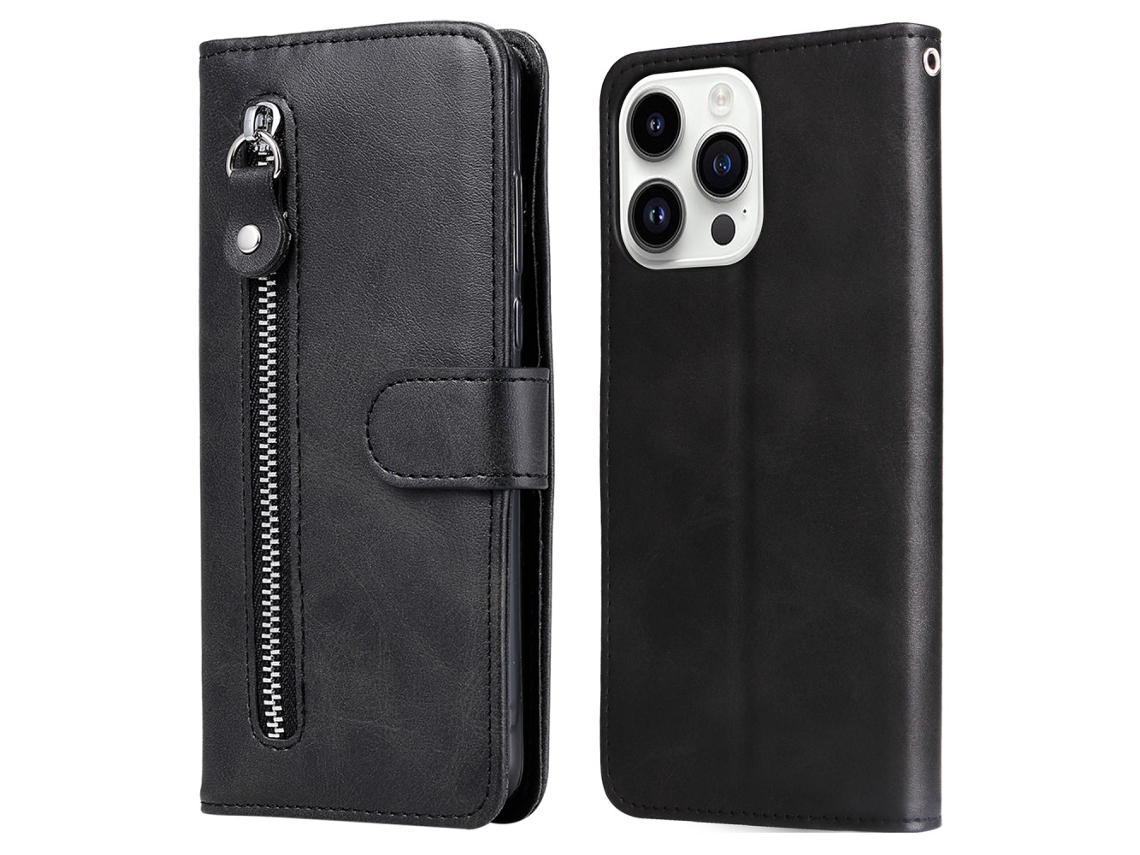 Capa Textura Gémeo Para Iphone 15 Pro Pele Sintética Anti-riscos Preto