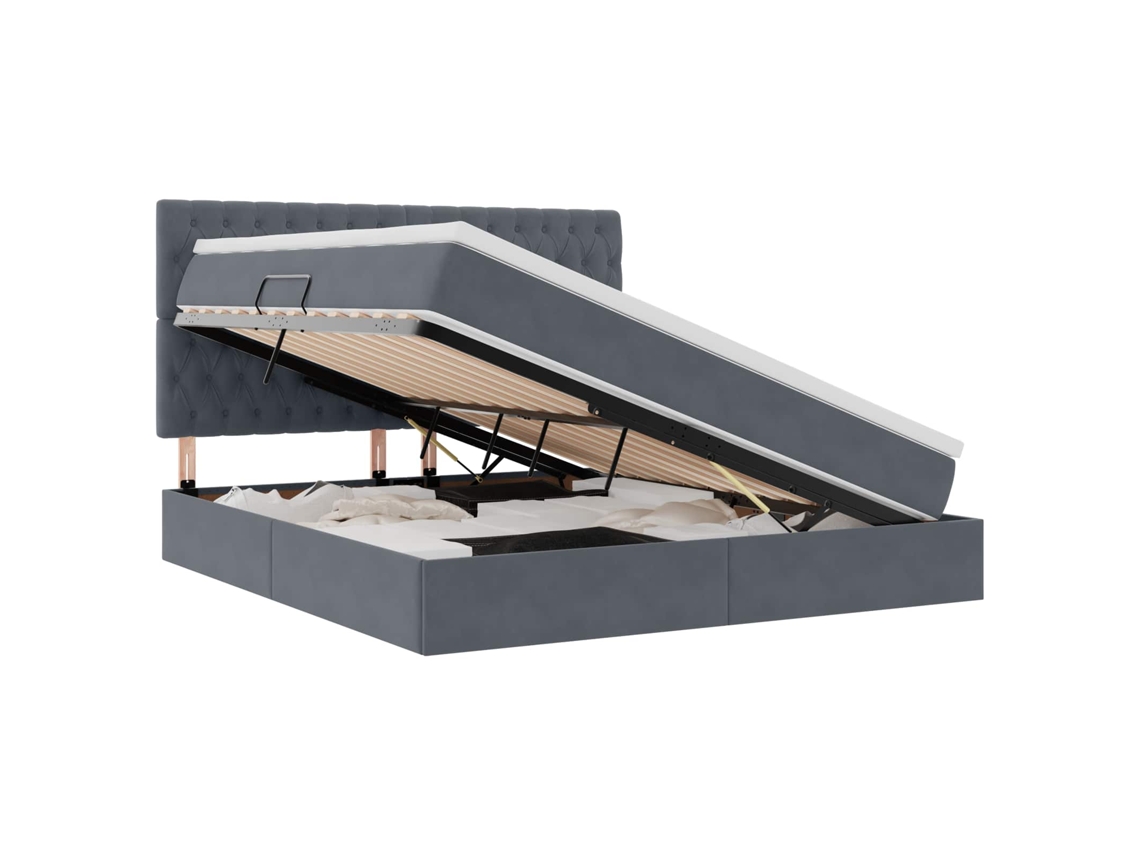 SYFAX™ Cama de Armazenamento Led com Colchão Cinzento escuro