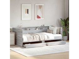 Vidaxl Sofá-cama Com Gavetas Sem Colchão 100x200 Cm Cinzento Sonoma