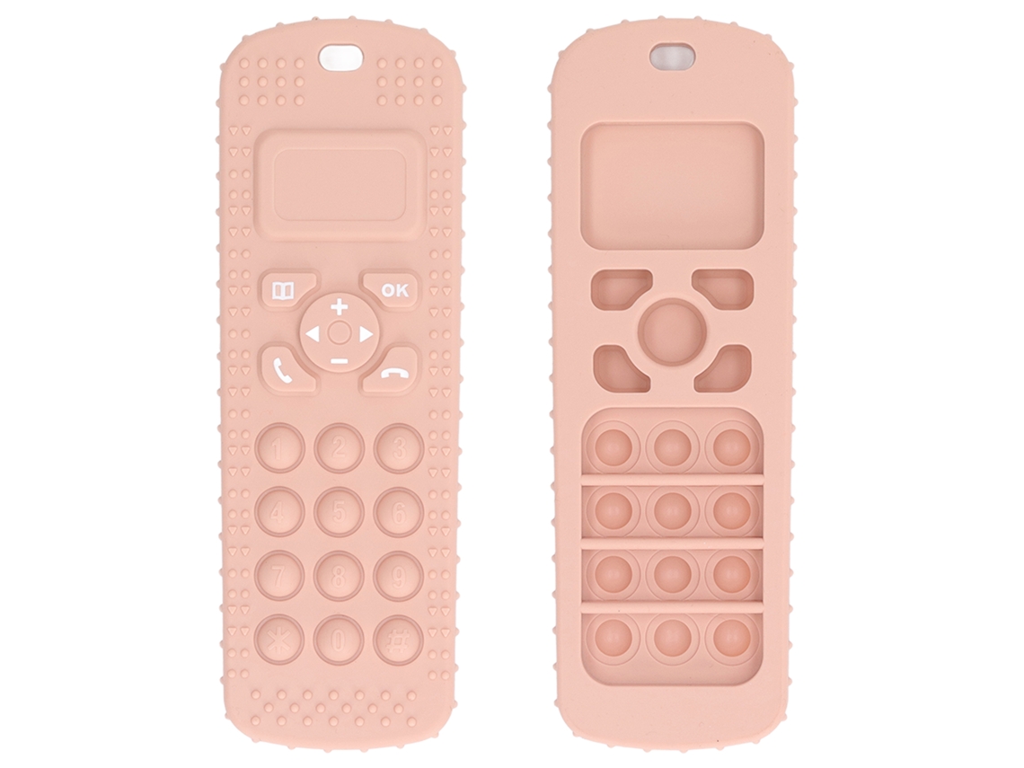 Mali brinquedo de Dentição em Forma de Controle Remoto Silicone Macio Alivio Gengiva Bebê Rosa Pêssego
