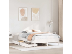 Vidaxl Cama Sem Colchão 135x190 Cm Madeira de Pinho Maciça Branco