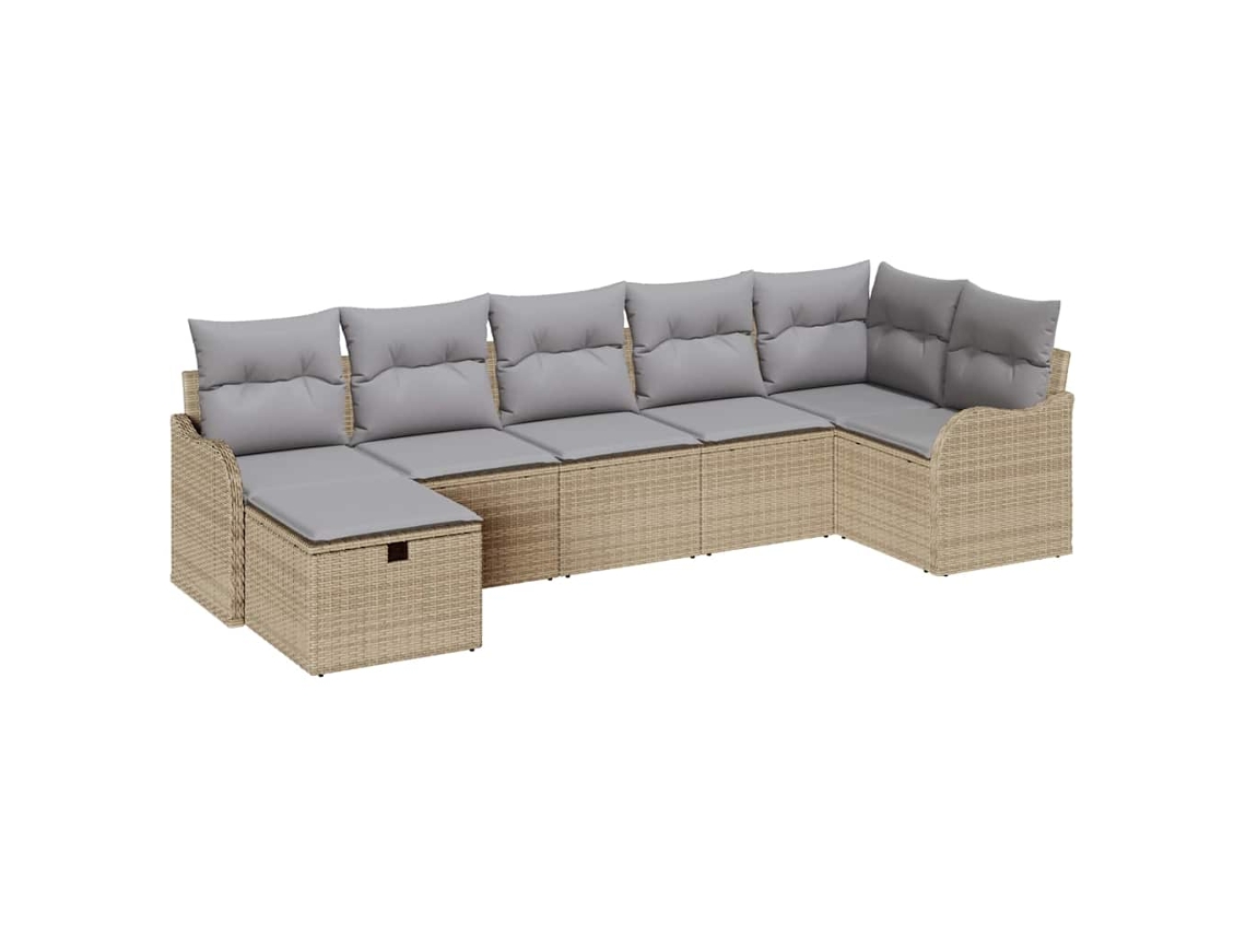 Maison Exclusive - Conjunto De Sofás Com Almofada 7 Pcs Bege E Cinza Claro Vime Pe